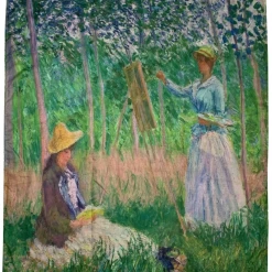 Mooch-andover Scarves, Gloves & Headbands Monet In The Woods At Giverny Print Frayed Hem Scarf