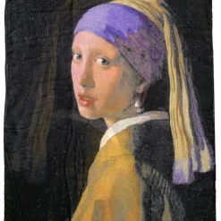 Mooch-andover Vermeer Baroque Girl With A Pearl Earring Print Frayed Hem Scarf