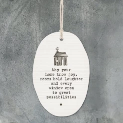 Mooch-andover East Of India Porcelain Oval Message Hanger - "May Your Home Know Joy...."