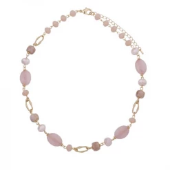 Mooch..... Pink Semi Precious Stones And Clear Crystals Short Necklace Jewellery