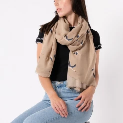 Mooch-andover Flying Flamingos Print Scarf