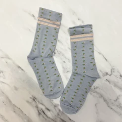 Mooch-andover Blue Floral Print Cotton Rich Socks