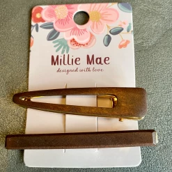 Mooch..... Set Of Two Wooden Hairclips - Brown