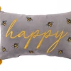 Mooch..... New Arrivals "Happy" Embroidered Bee Cushion