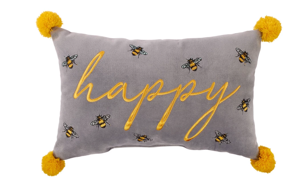 Cheapest βοΈ Mooch..... New Arrivals "Happy" Embroidered Bee Cushion π 1 Mooch..... New Arrivals "Happy" Embroidered Bee Cushion