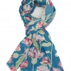 Mooch..... Thistle And Bird Scarf Teal Scarves, Gloves & Headbands