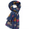 Mooch..... Retro Flower Garden Scarf Navy Scarves, Gloves & Headbands