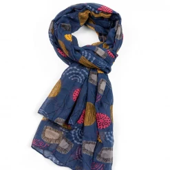 Mooch..... Retro Flower Garden Scarf Navy Scarves, Gloves & Headbands