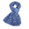 Mooch..... Silver Stars Scarf Denim Blue