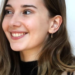 Mooch..... New Arrivals Peace Of Mind Silver Plated Hoop Stud Earrings With Matt Golden Star