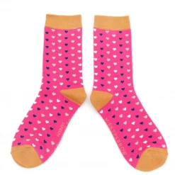 Mooch-andover Miss Sparrow Bamboo Ladies Socks - Hearts Hot Pink