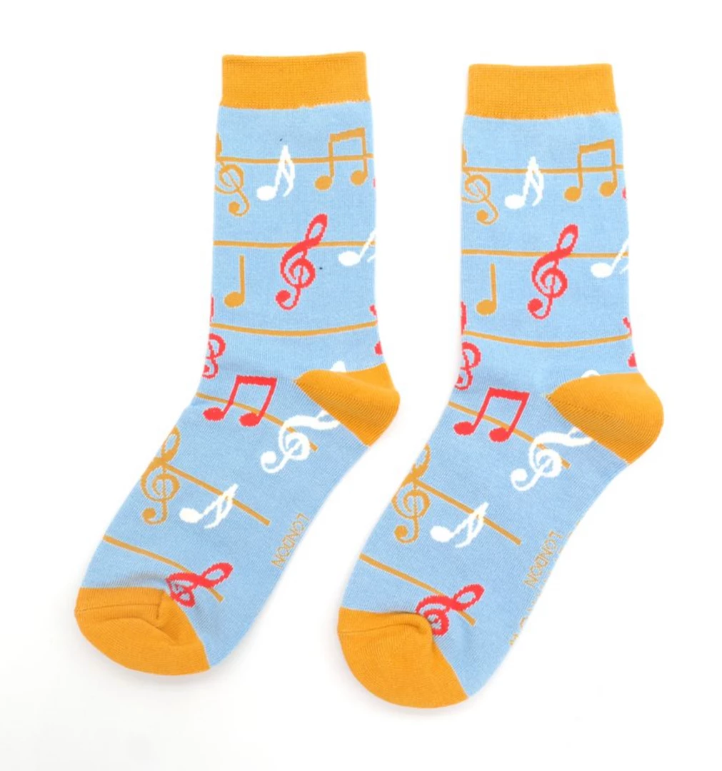 Brand new π Mooch-andover Miss Sparrow Bamboo Ladies 𧦠Socks - Music Notes Powder Blue β 1 Mooch-andover Miss Sparrow Bamboo Ladies Socks - Music Notes Powder Blue