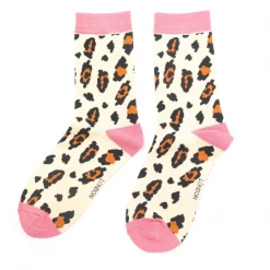 Mooch-andover Miss Sparrow Bamboo Ladies Socks -Leopard Spot Cream
