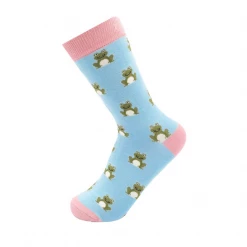 Mooch-andover Miss Sparrow Bamboo Ladies Socks -Frogs Light Blue