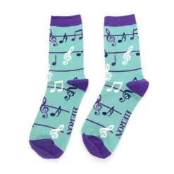 Mooch-andover Mr Heron Bamboo Mens Socks - Multicolour Music Notes Green