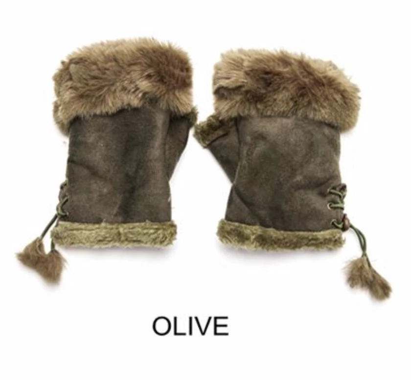 Best Sale 👏 Mooch..... Fingerless Gloves With Faux Fur Cuff ⌛ 8 Mooch..... Fingerless Gloves With Faux Fur Cuff