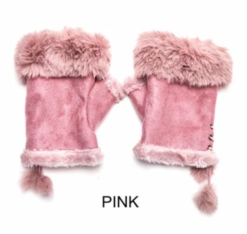 Best Sale 👏 Mooch..... Fingerless Gloves With Faux Fur Cuff ⌛ 2 Mooch..... Fingerless Gloves With Faux Fur Cuff