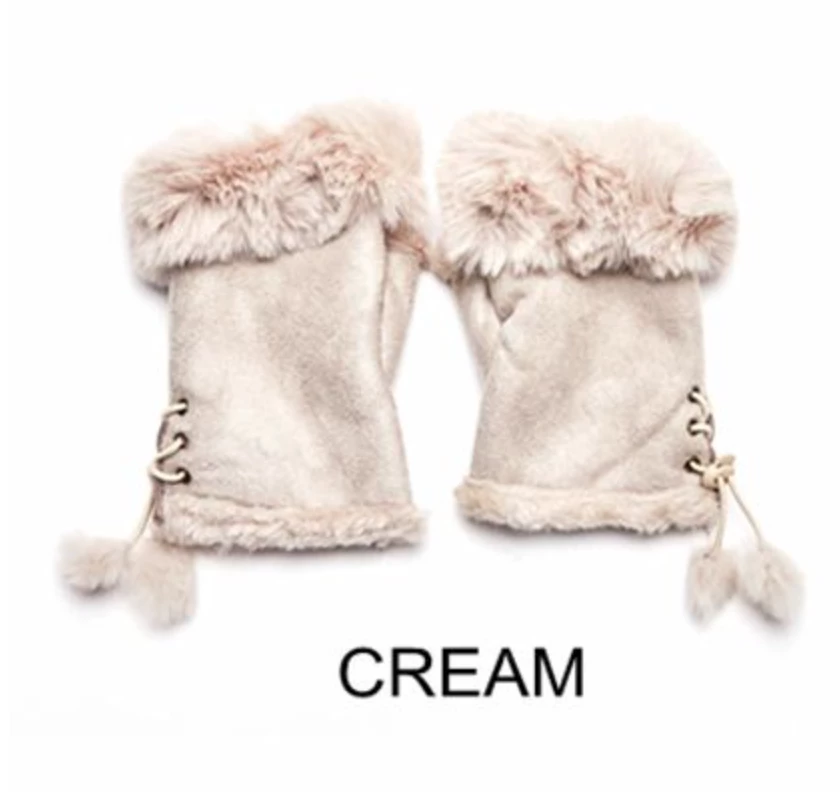 Best Sale 👏 Mooch..... Fingerless Gloves With Faux Fur Cuff ⌛ 4 Mooch..... Fingerless Gloves With Faux Fur Cuff