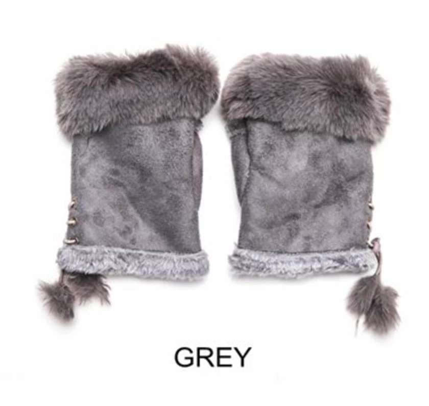 Best Sale 👏 Mooch..... Fingerless Gloves With Faux Fur Cuff ⌛ 3 Mooch..... Fingerless Gloves With Faux Fur Cuff