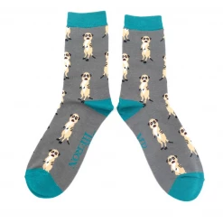 Mooch-andover Mr Heron Bamboo Mens Socks - Meerkats Grey