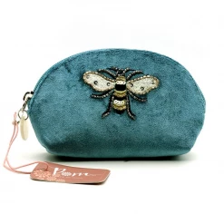 Mooch..... New Arrivals Velvet D Shaped Purse With Embroidered Bee