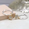 Mooch..... Gifts For Teachers Peace Of Mind Silver Plated Golden Pave Stars And Silver Hoop Earrings