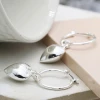 Mooch..... Peace Of Mind Silver Plated Hoop And Heart Charm Earrings Gifts For Teachers