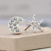 Mooch..... Peace Of Mind Silver Plated Mismatched Crystal Star And Moon Earrings