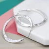 Mooch..... Gifts For Teachers Peace Of Mind Silver Plated Irregular Hammered Open Hoop Earrings