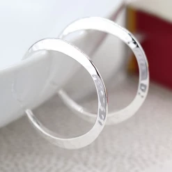 Mooch..... Gifts For Teachers Peace Of Mind Silver Plated Irregular Hammered Open Hoop Earrings