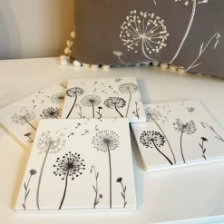 Mooch..... New Arrivals Set Of 4 Ceramic Dandelion Coasters