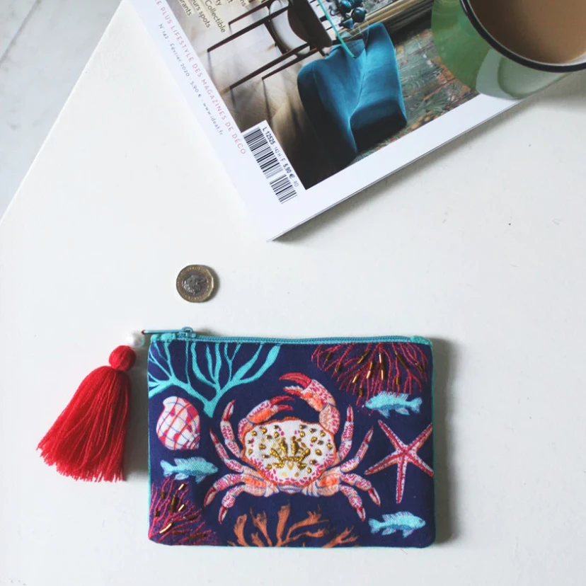 Promo ๐ฅฐ Mooch..... House Of Disaster Cotton Embroidered Crab Coin Purse ๐ 1 Mooch..... House Of Disaster Cotton Embroidered Crab Coin Purse