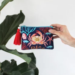 Mooch..... House Of Disaster Cotton Embroidered Crab Coin Purse