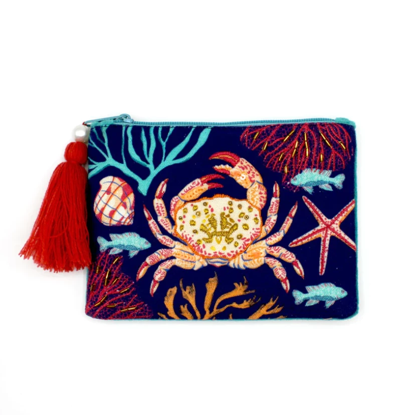 Promo ๐ฅฐ Mooch..... House Of Disaster Cotton Embroidered Crab Coin Purse ๐ 3 Mooch..... House Of Disaster Cotton Embroidered Crab Coin Purse