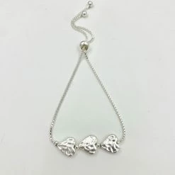 Mooch..... Adjustable Hearts Bracelet - Hammered Hearts