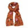 Mooch-andover Scarves, Gloves & Headbands Flower & Hummingbird Scarf - Dark Orange